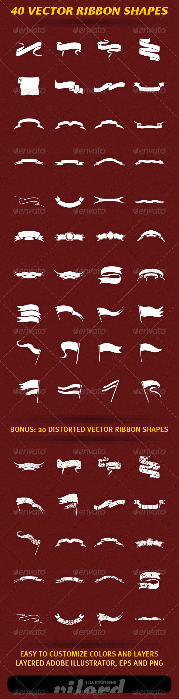 40 Vector Ribbon Shapes