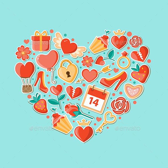 Decorative Background with Heart - Valentines Seasons/Holidays