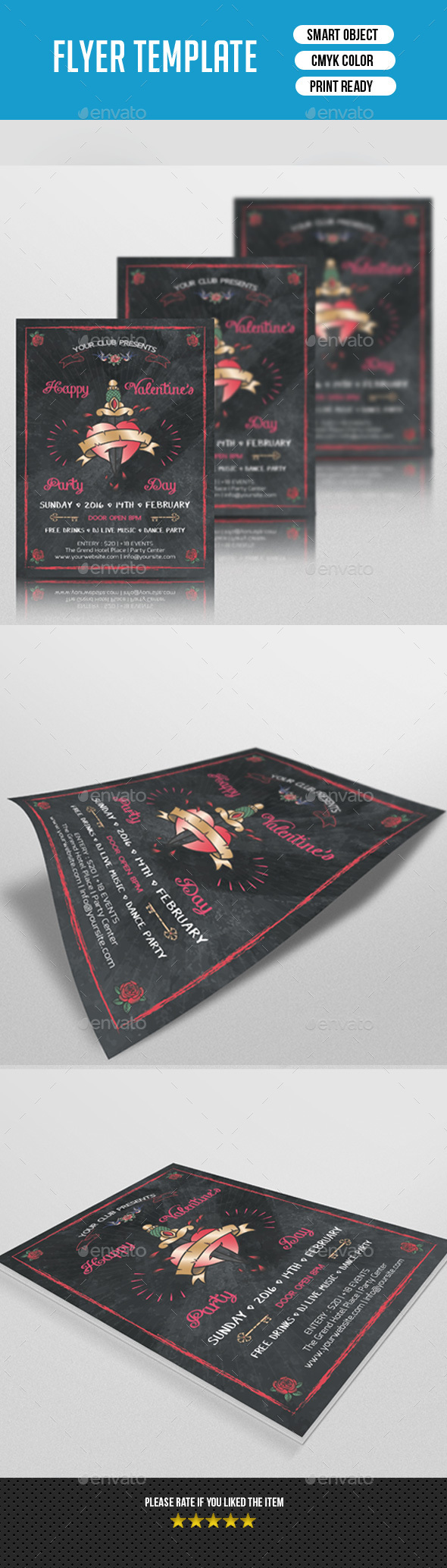 Valentine's Day Party Flyer-V128 - Clubs & Parties Events