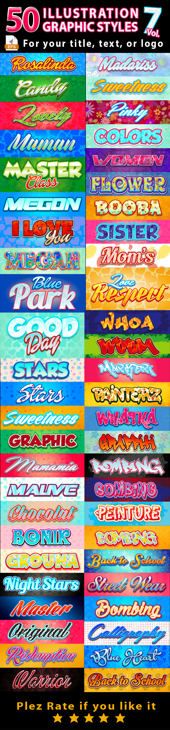 50 Illustrator Graphic Styles Bundle Vol.7 - Styles Illustrator