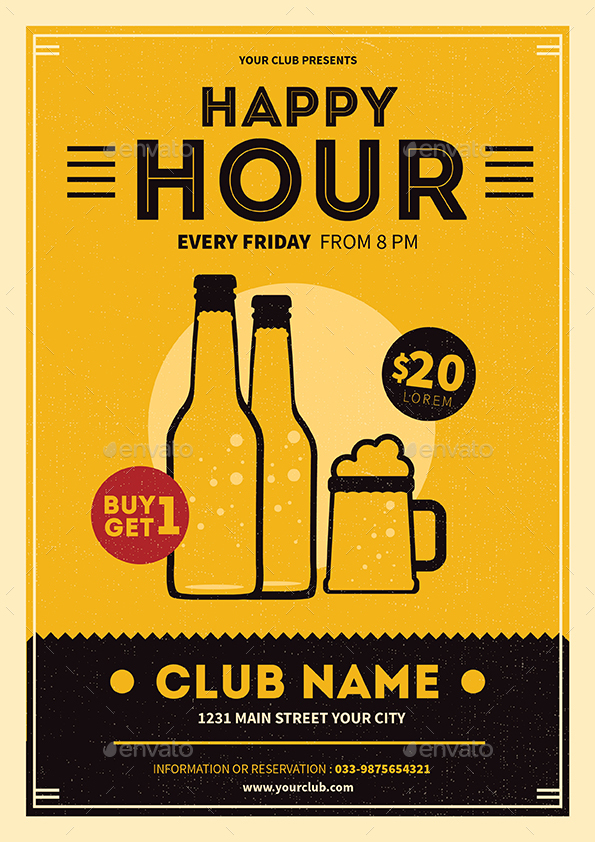 Happy Hour Beer Promotion Flyer Vol.03, Print Templates | GraphicRiver