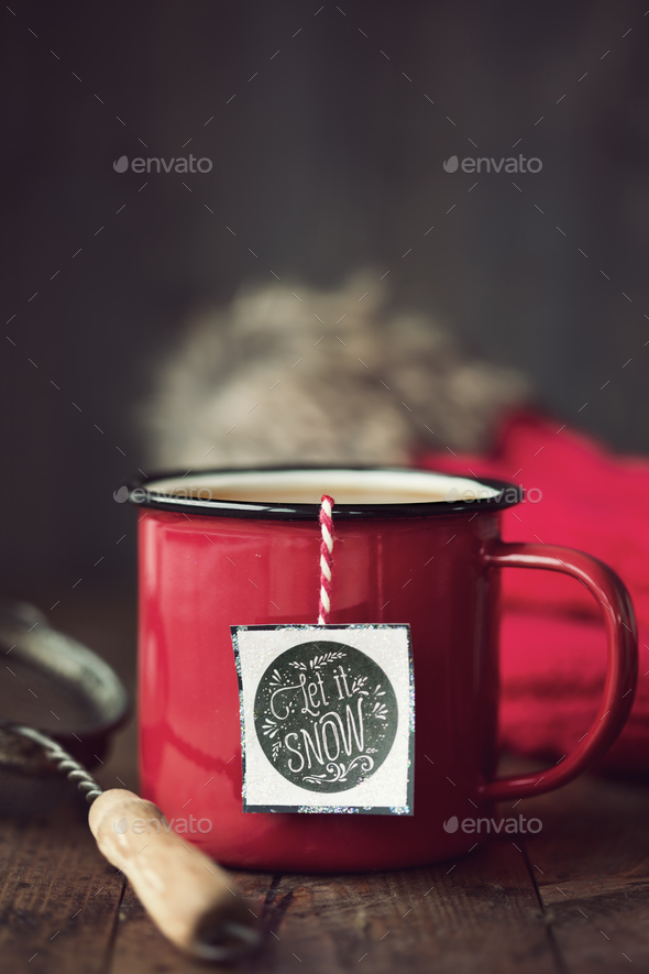Festive mug of tea