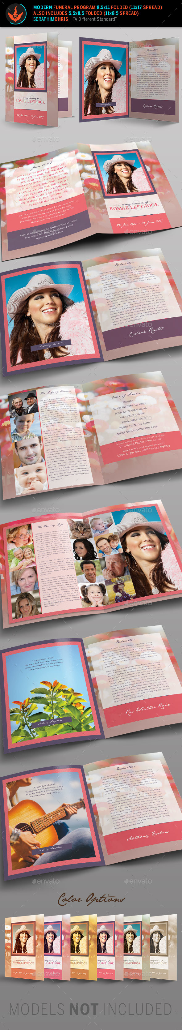 Modern Funeral Program Template - Brochures Print Templates