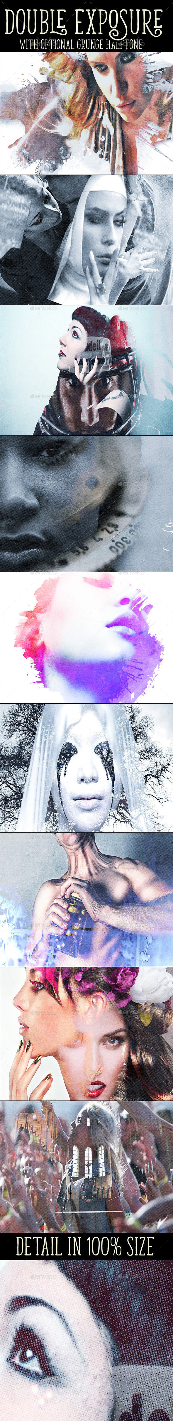 Double Exposure with Optional Grunge Overlay - Photo Templates Graphics