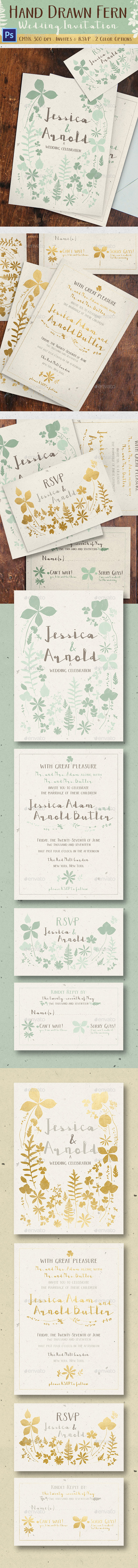 Hand Drawn Fern Wedding Invitation - Weddings Cards & Invites