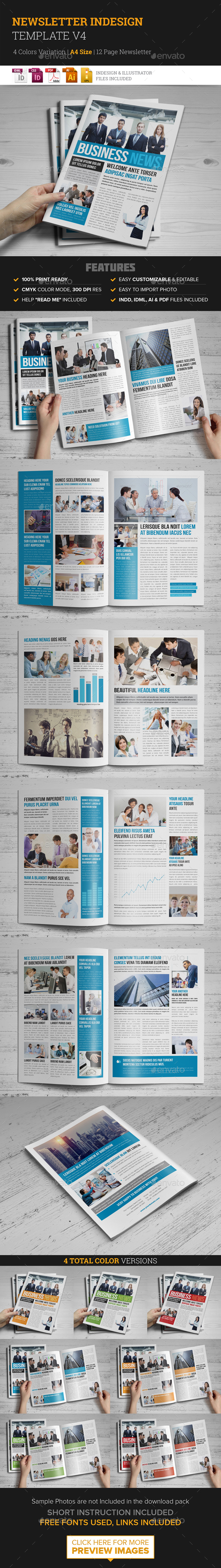 Newsletter Indesign Template v4 - Newsletters Print Templates