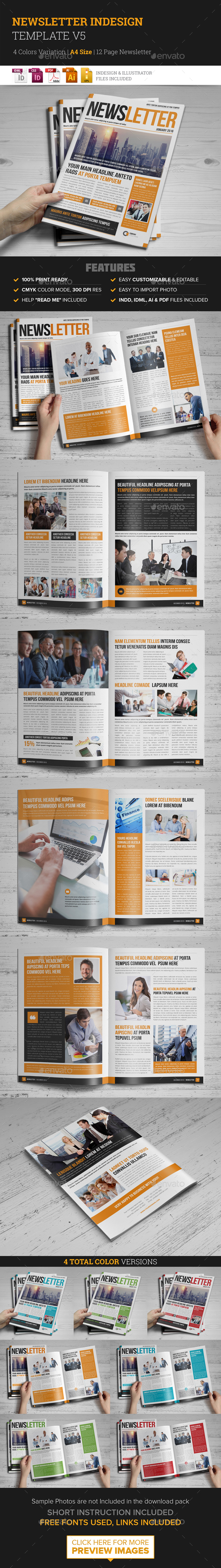 Newsletter Indesign Template v5 - Newsletters Print Templates