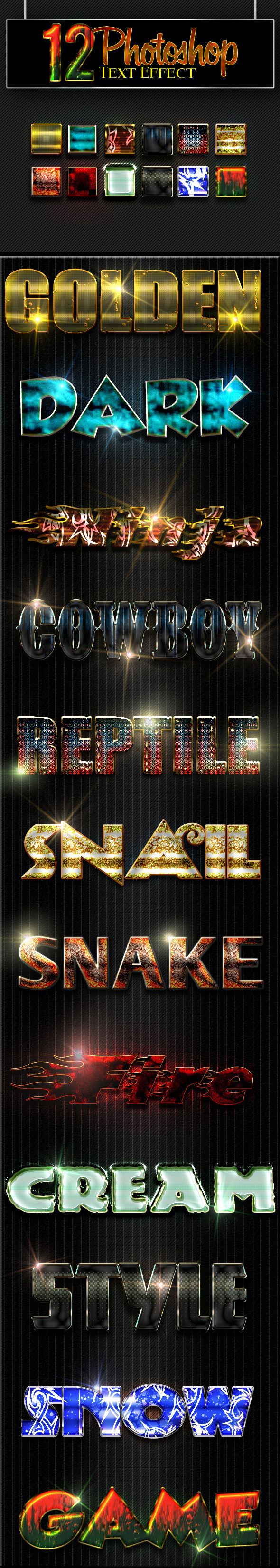 12 Photoshop Text Styles - Text Effects Styles