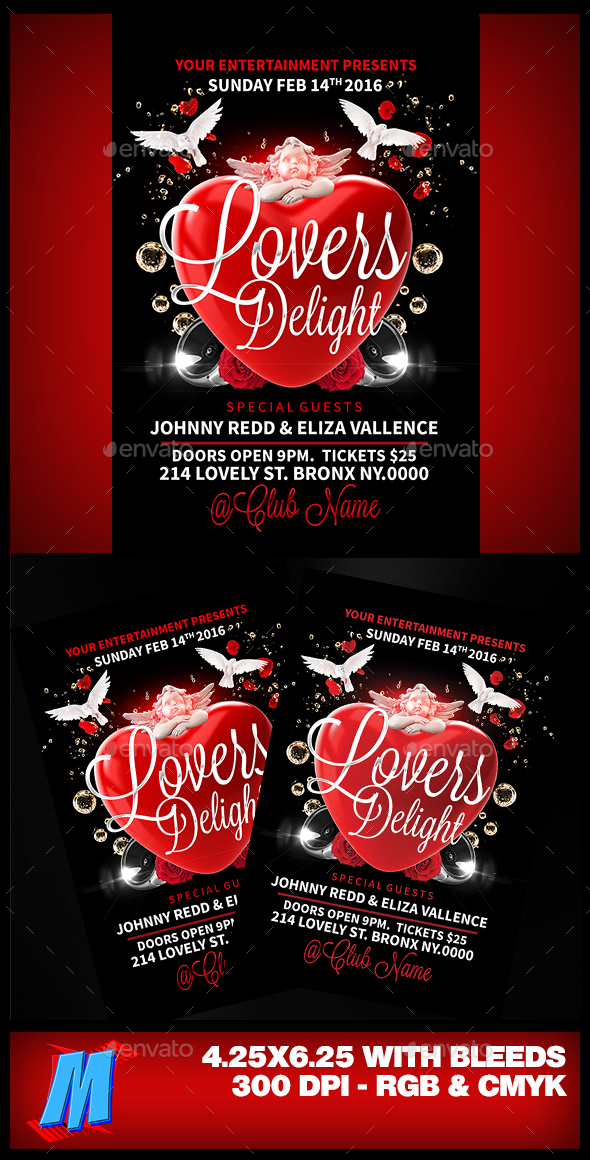 Lovers Delight Flyer Template - Clubs & Parties Events