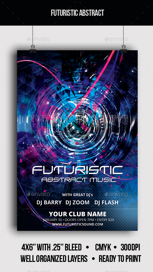 Futuristic Abstract Music - Flyer - Clubs & Parties Events