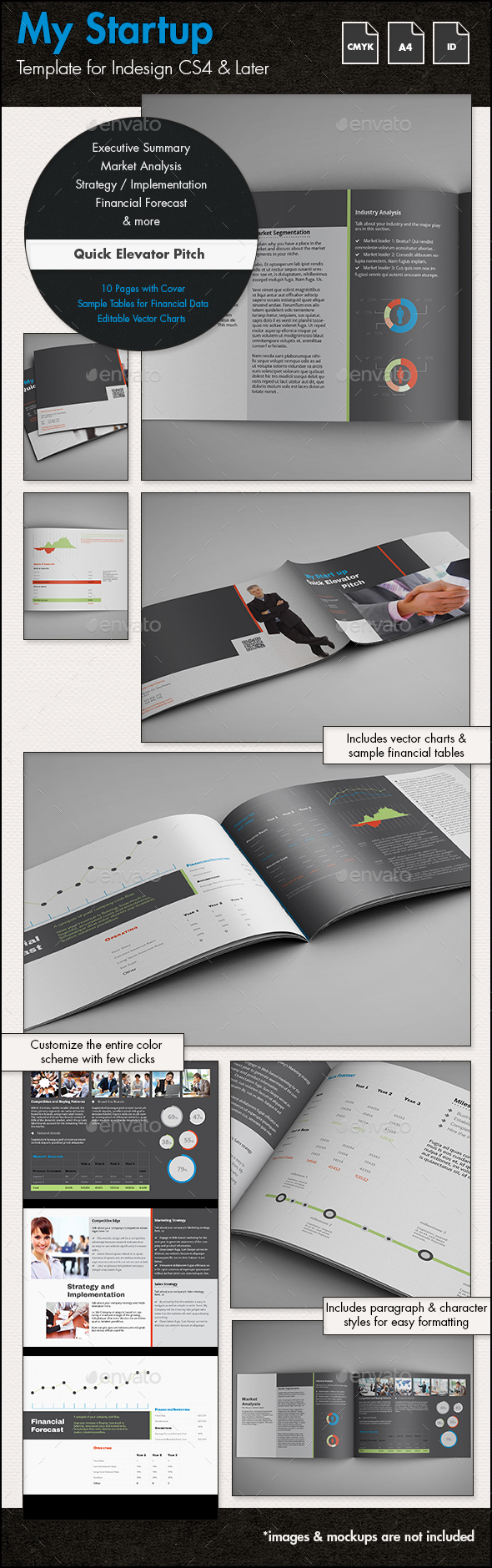 Quick Business Plan Template / Elevator Pitch - A4 Landscape - Proposals & Invoices Stationery