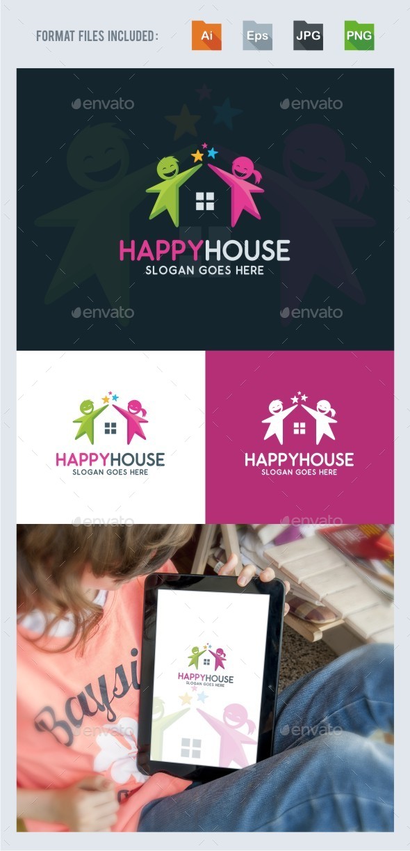 Happy House Logo Template - Symbols Logo Templates