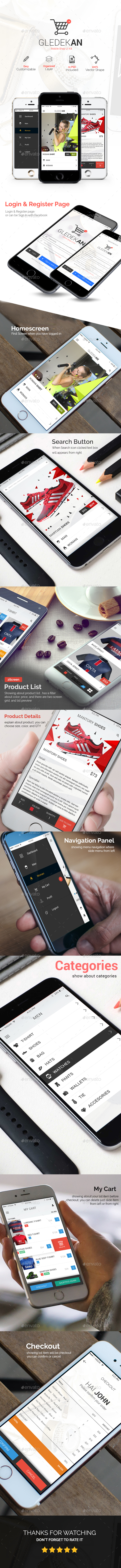Gledekan - Mobile Shop UI Kit - User Interfaces Web Elements