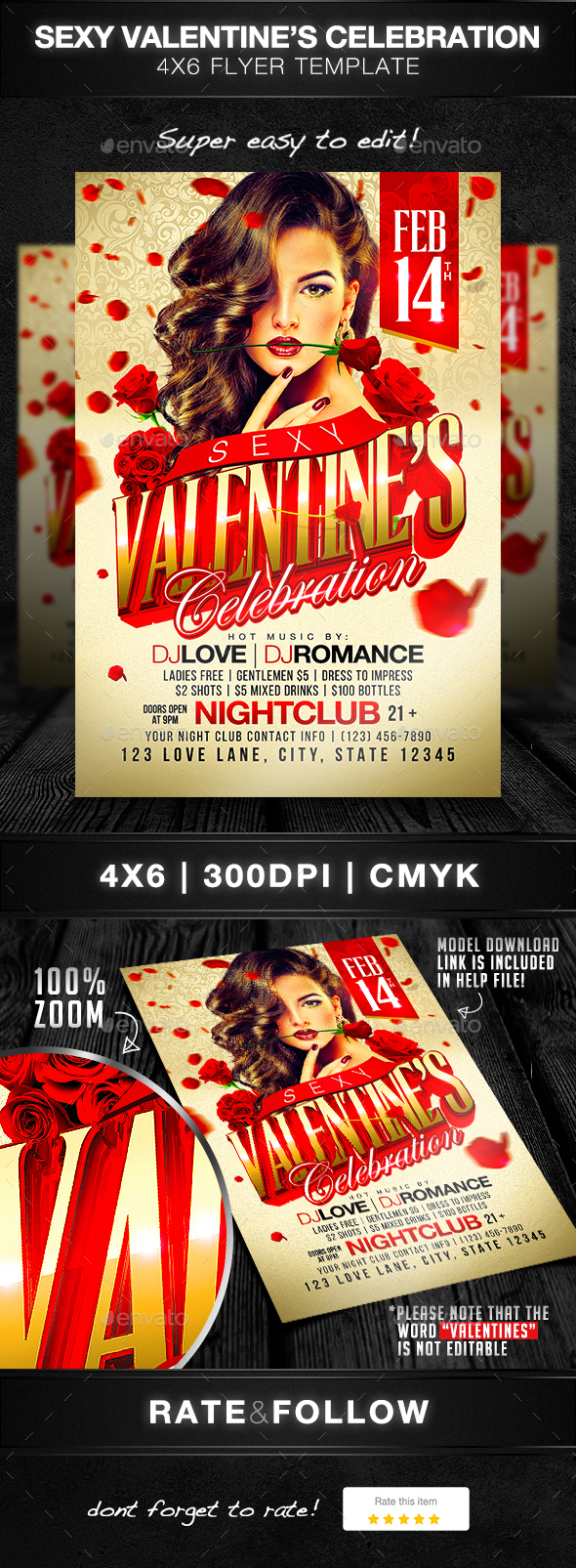 Sexy Valentine's Celebration Flyer Template - Holidays Events