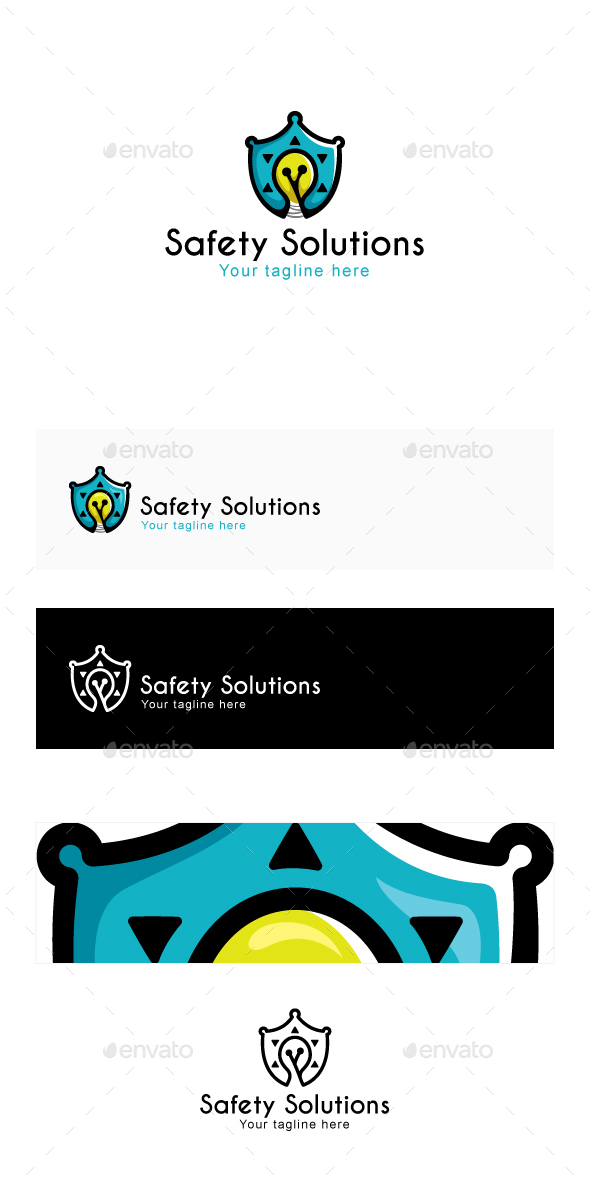 Safety Solutions - Shield Icon with Bulb ( idea ) - Objects Logo Templates