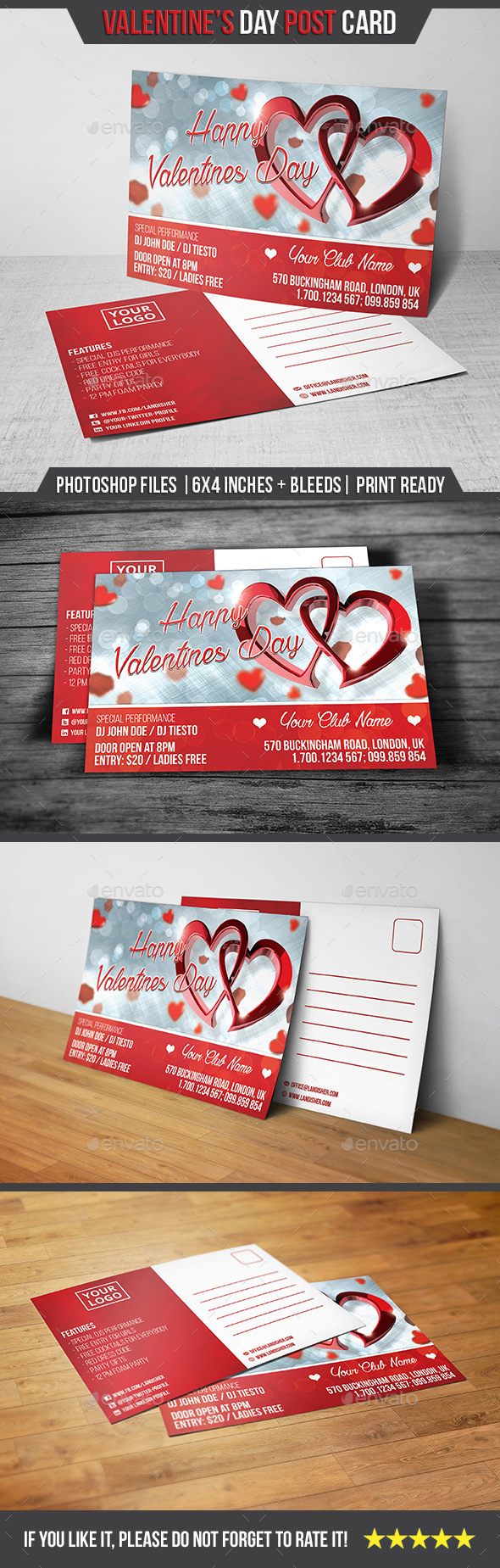 Valentines Day - Postcard - Cards & Invites Print Templates