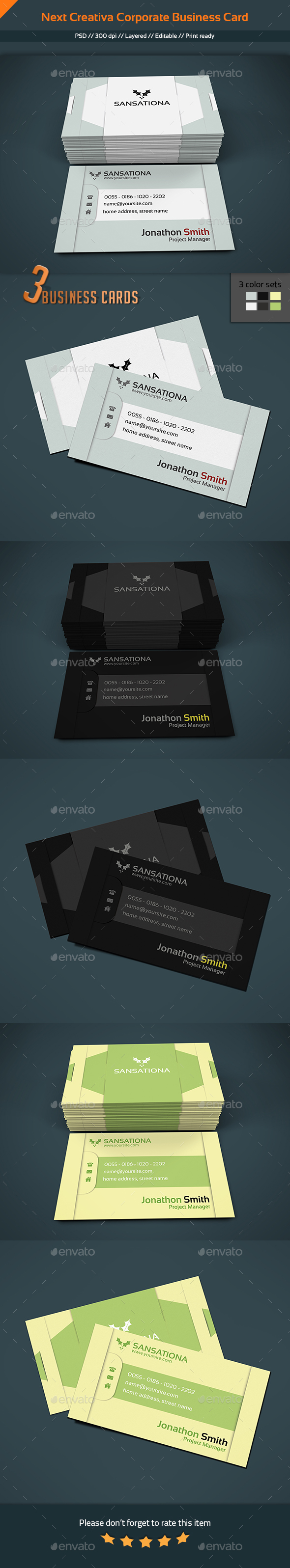 Next Creativa - Corporate Modern Business Card V1 - Corporate Business Cards