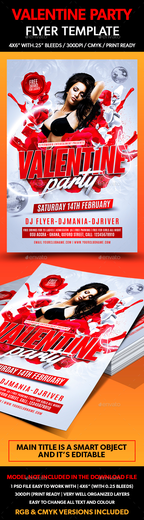 Valentine Party Flyer Template - Clubs & Parties Events