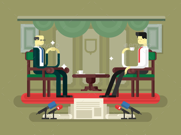Politician Interview Flat Design - People Characters