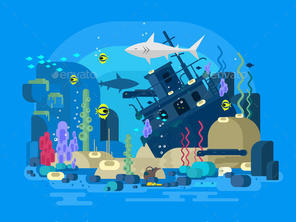 Sunken Ship Under Water - Landscapes Nature