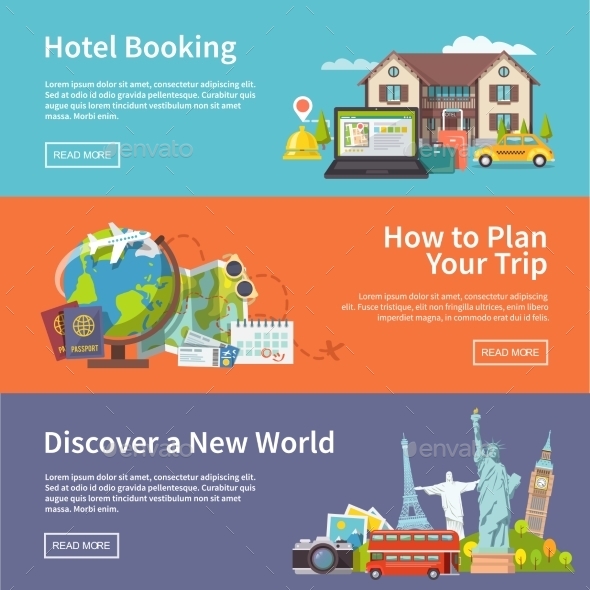 Travel Vector Banners Set - Travel Conceptual