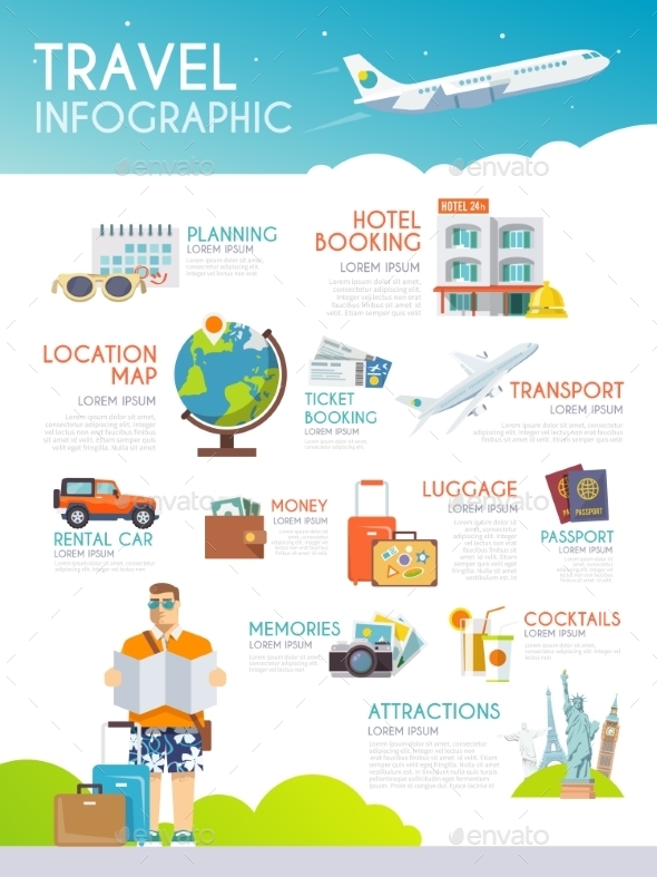 Colourful Travel Vector Infographic - Travel Conceptual
