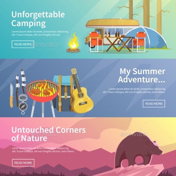 Vector Camping Web Banners - Travel Conceptual