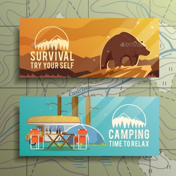 Vector Camping Web Banners - Travel Conceptual