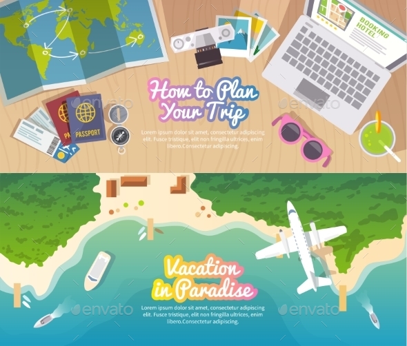 Vector Travel Web Banner - Travel Conceptual
