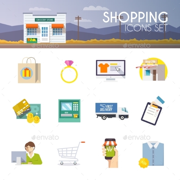 Shopping Vector Icon Set - Retail Commercial / Shopping