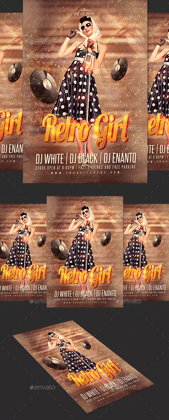 Retro Girl Flyer - Clubs & Parties Events