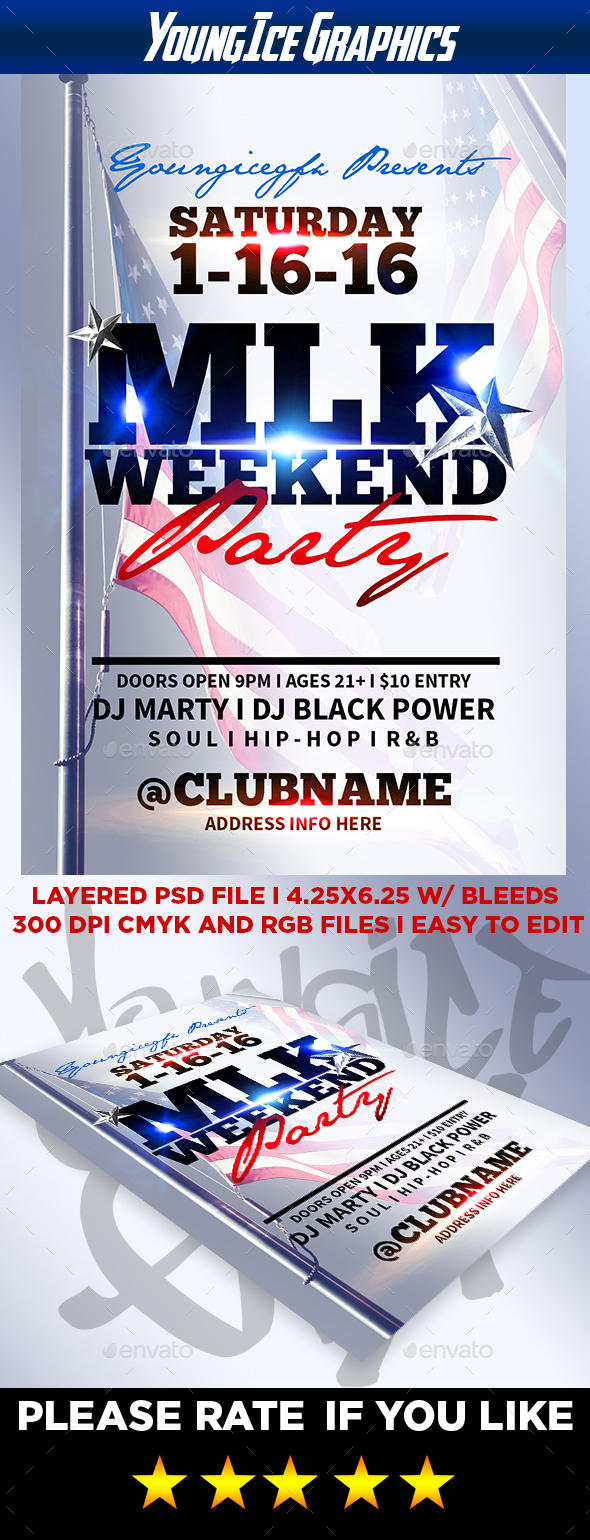 MLK Weekend Flyer Template - Clubs & Parties Events