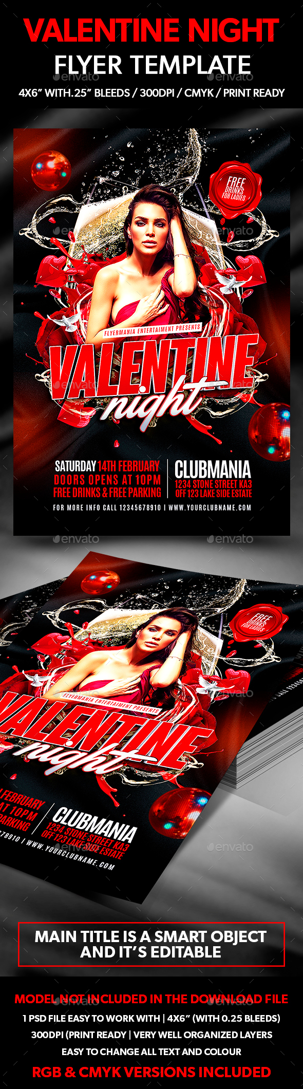 Valentine Night Flyer Template - Flyers Print Templates