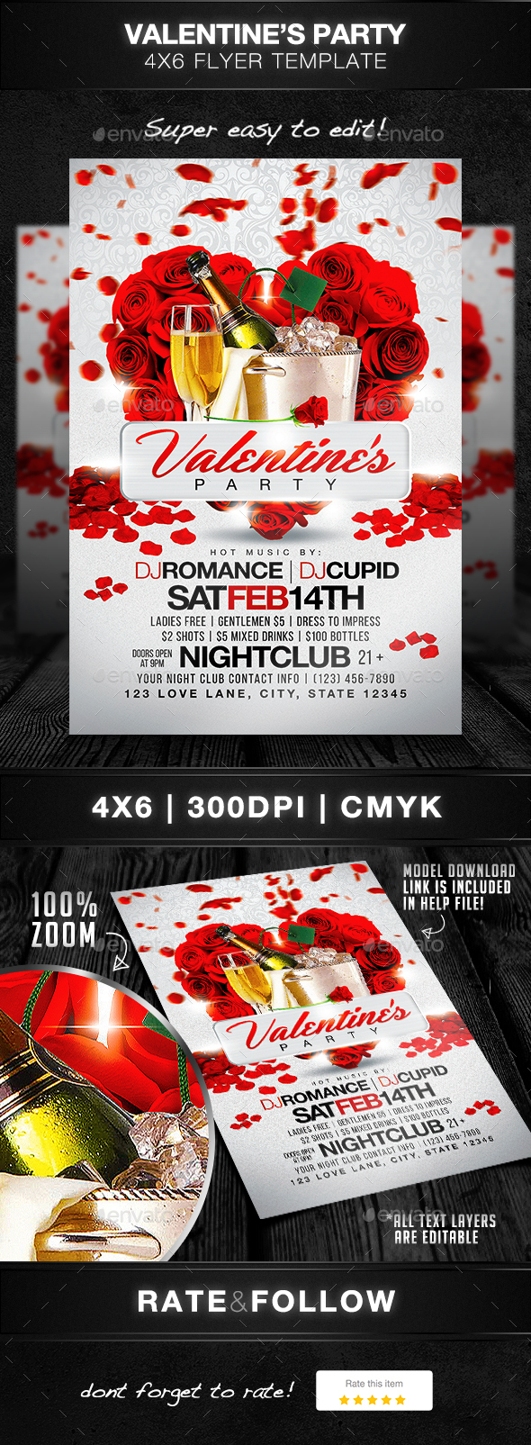 Valentine's Party Flyer Template - Holidays Events