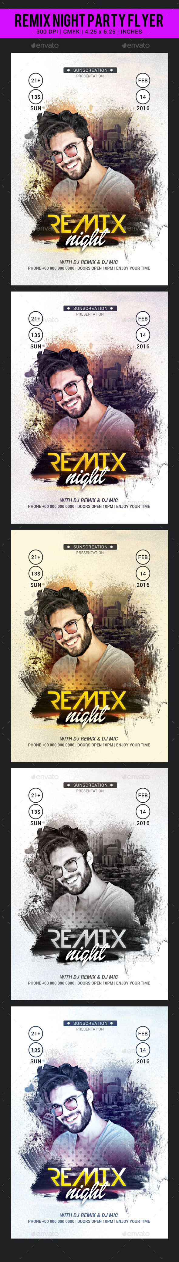 Remix Night Party Flyer Template - Clubs & Parties Events