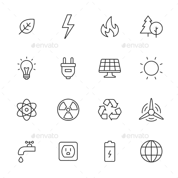 Ecology And Energy Line Icons - Miscellaneous Icons