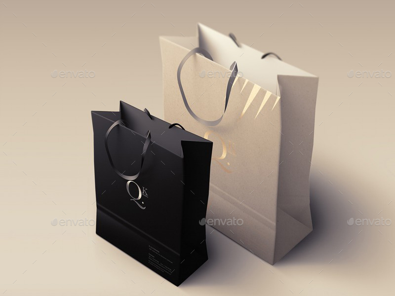 Download Shopping Bag Paper Bag With Rope Handles Mockups By Wutip Graphicriver