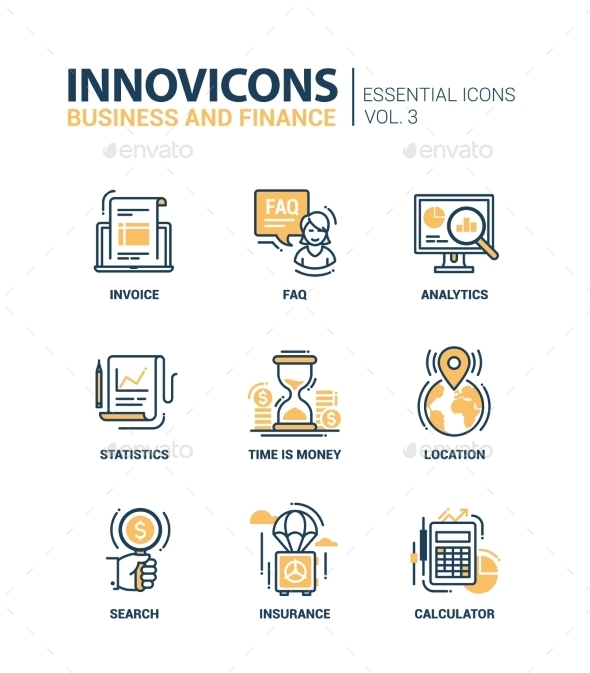 Modern Office And Business Line Flat Design Icons - Business Conceptual