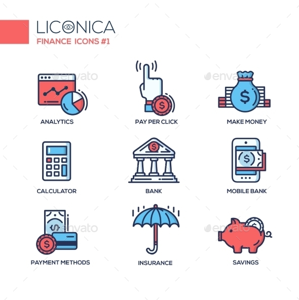 Modern Office And Business Line Flat Design Icons - Business Conceptual