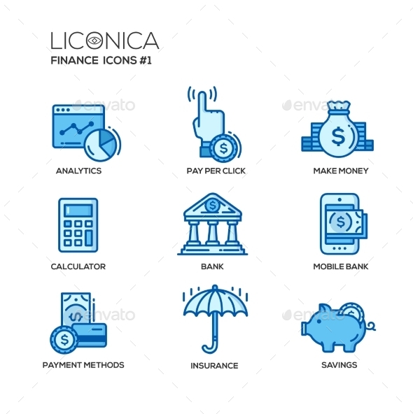 Modern Office And Business Line Flat Design Icons - Business Conceptual