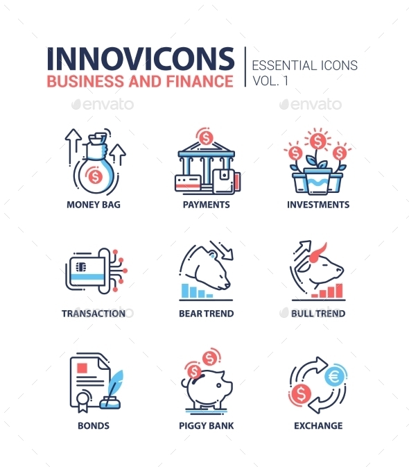 Modern Office And Business Line Flat Design Icons - Business Conceptual