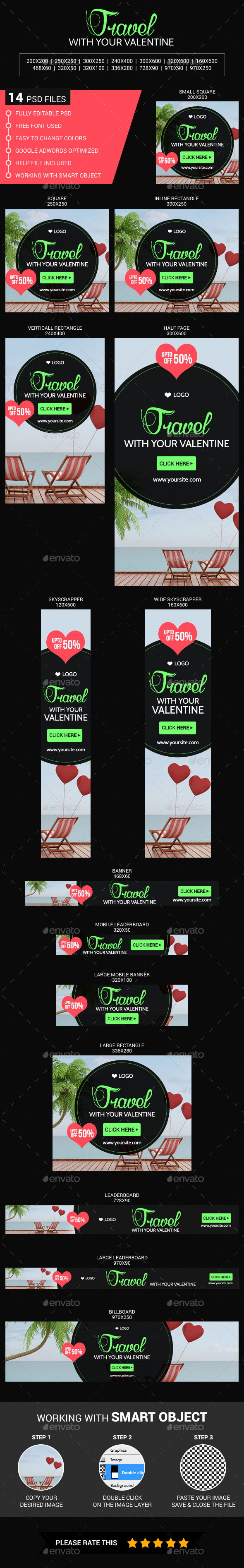 Travel with your valentine - Banners & Ads Web Elements