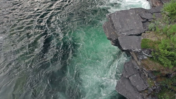 Waterfall In Sweden On a Stormy Mountain River alt