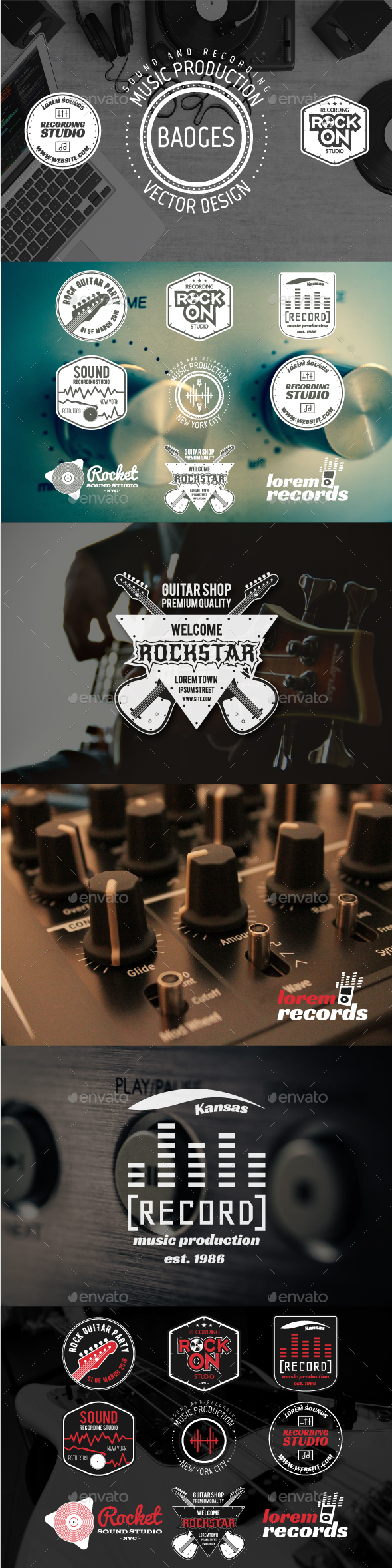 Music Recording & Sound Badges - Badges & Stickers Web Elements