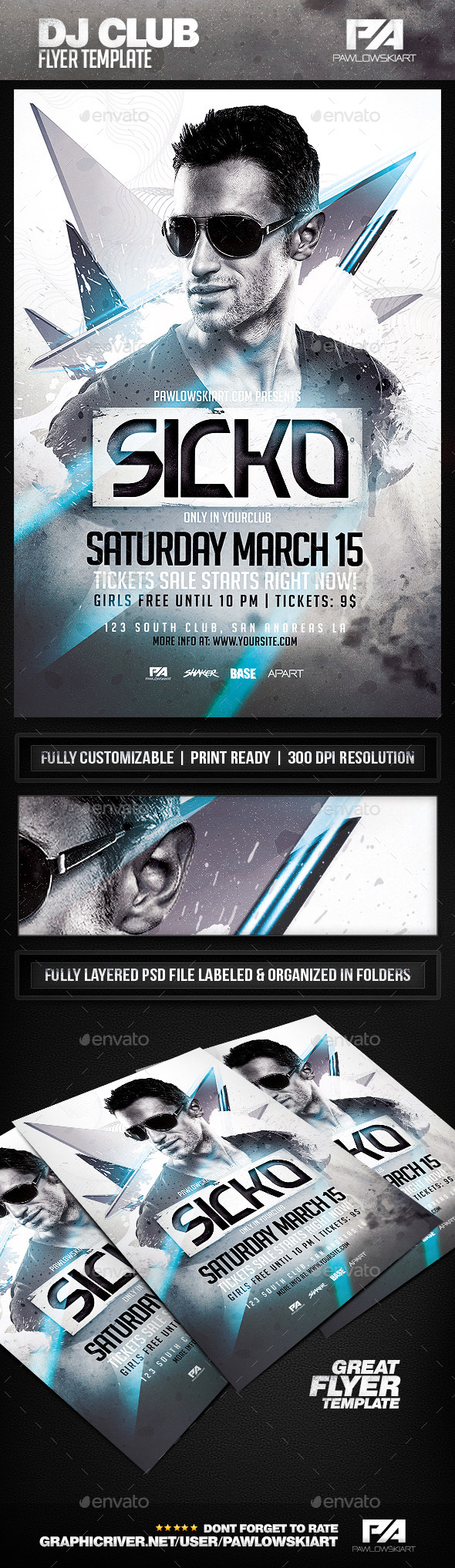 DJ Club Event Flyer Template - Clubs & Parties Events