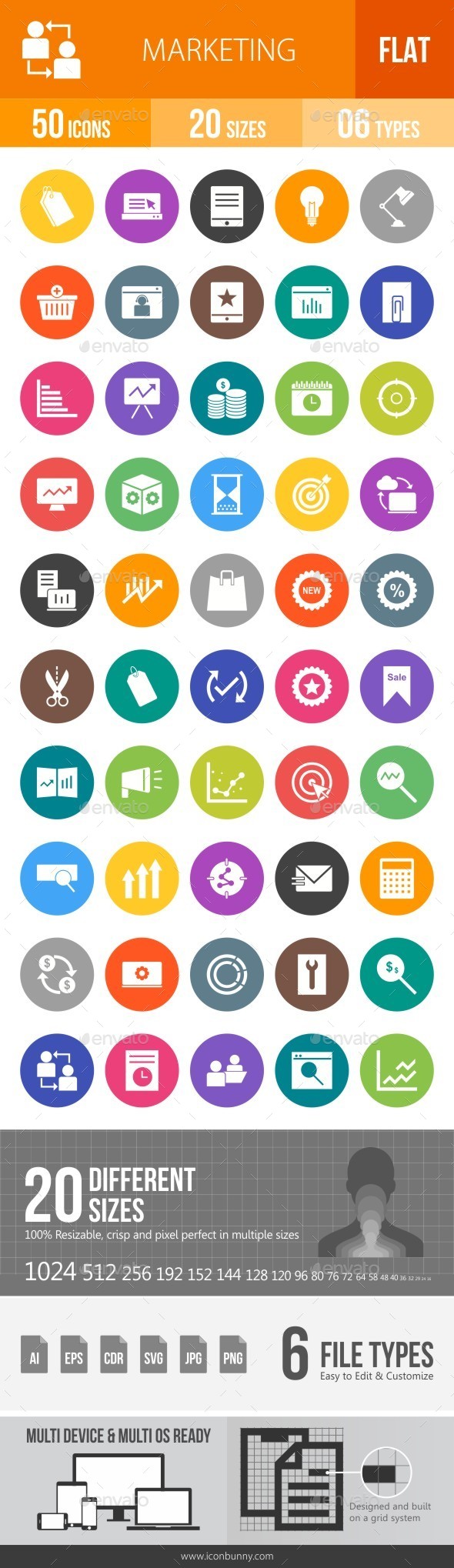 Marketing Flat Round Icons - Icons