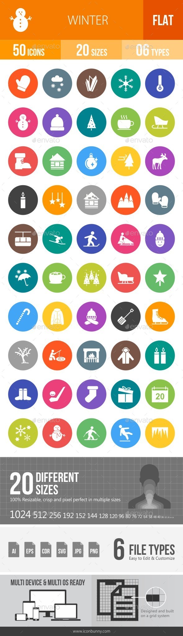 Winter Flat Round Icons - Icons