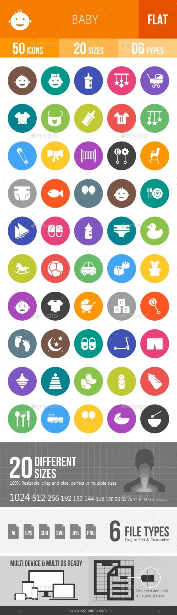 Baby Flat Round Icons - Icons