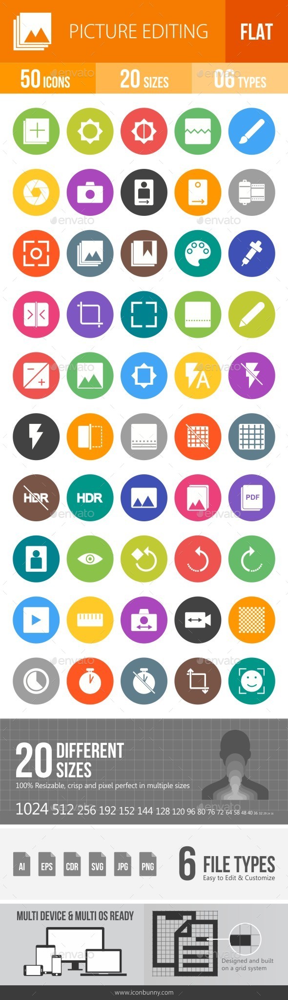 Picture Editing Flat Round Icons - Icons