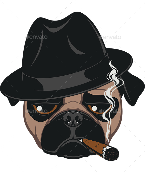 Pug with Cigar - Animals Characters